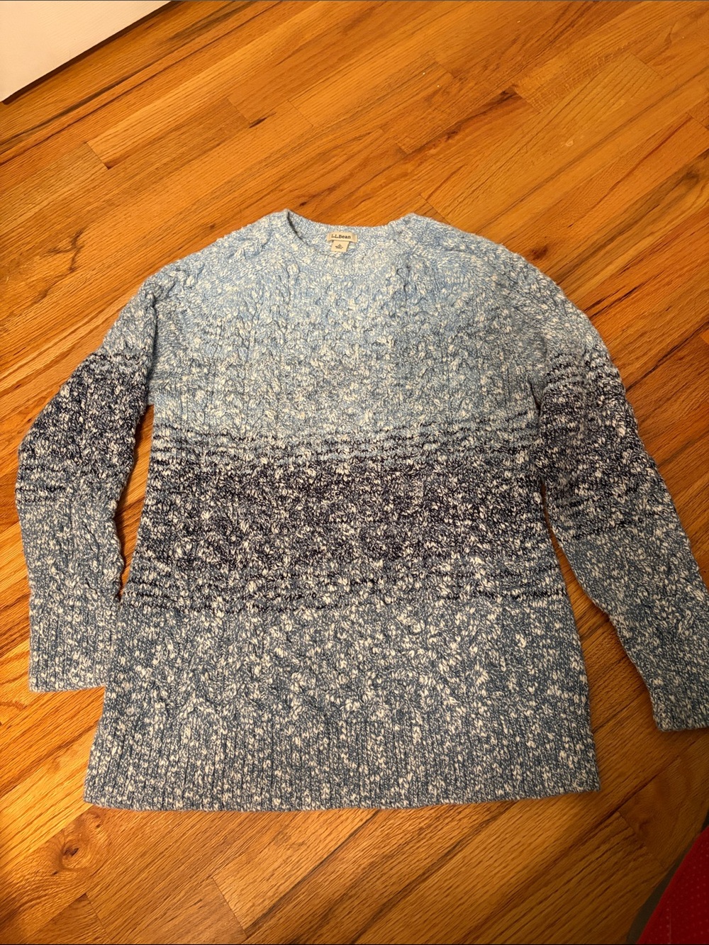 L.L. Bean Light and Dark Blue Marled Crewneck Sweater